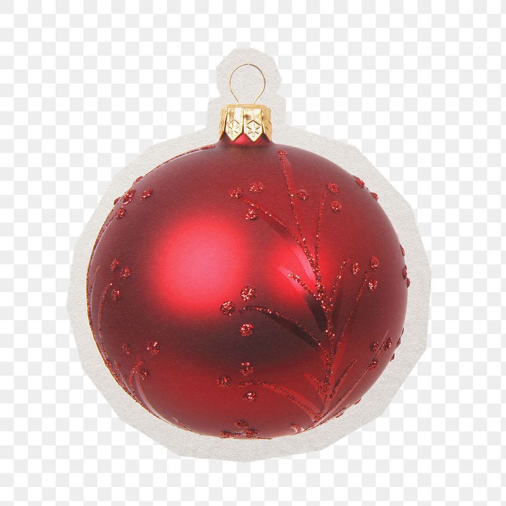 Christmas bauble png sticker, paper cut on transparent background