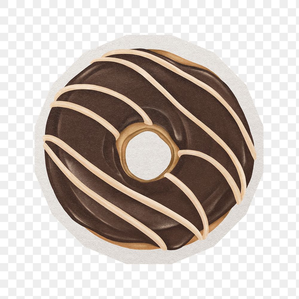 Chocolate donut png  sticker, paper cut on transparent background