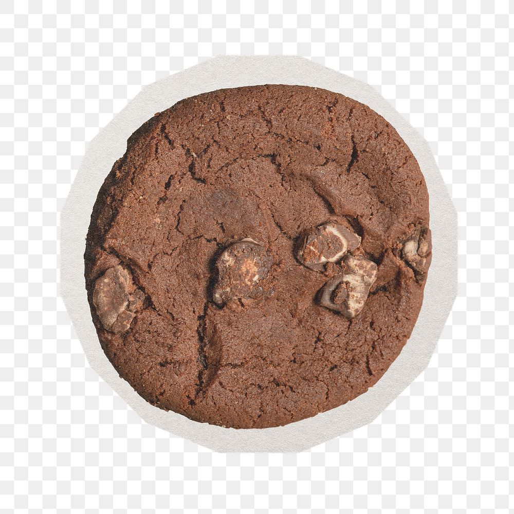 Png chocolate chip cookie sticker, paper cut on transparent background