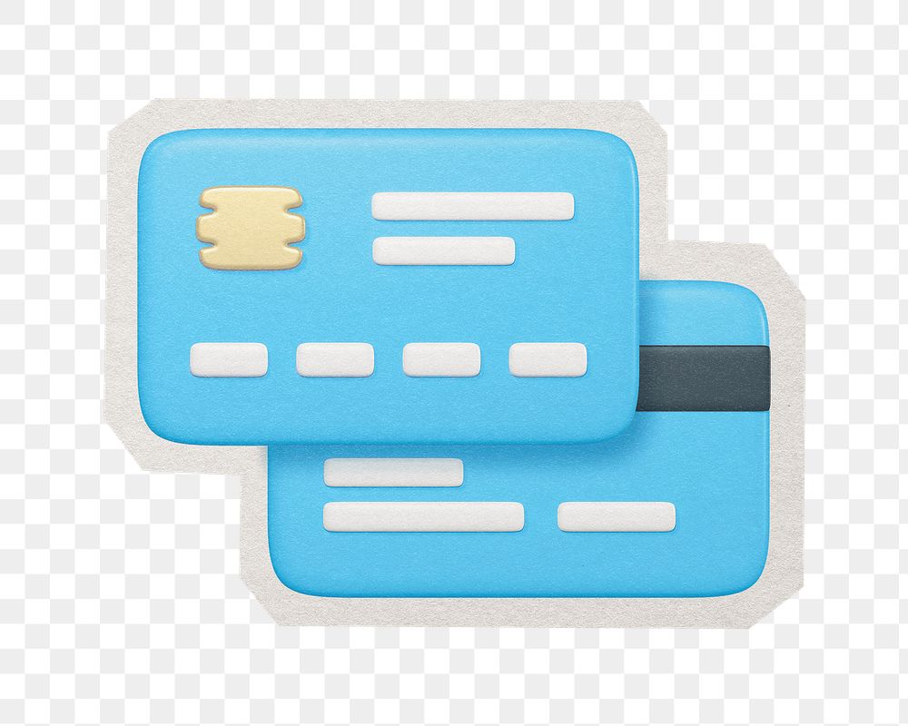 Credit card png  sticker, paper cut on transparent background