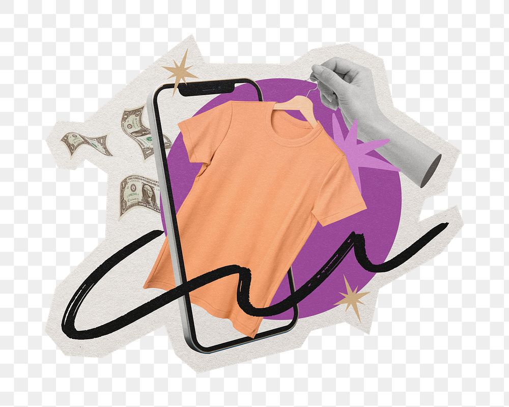 Online shopping png  sticker, paper cut on transparent background