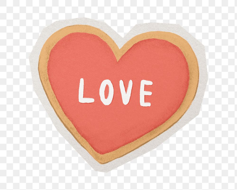 Heart cookie png  sticker, paper cut on transparent background