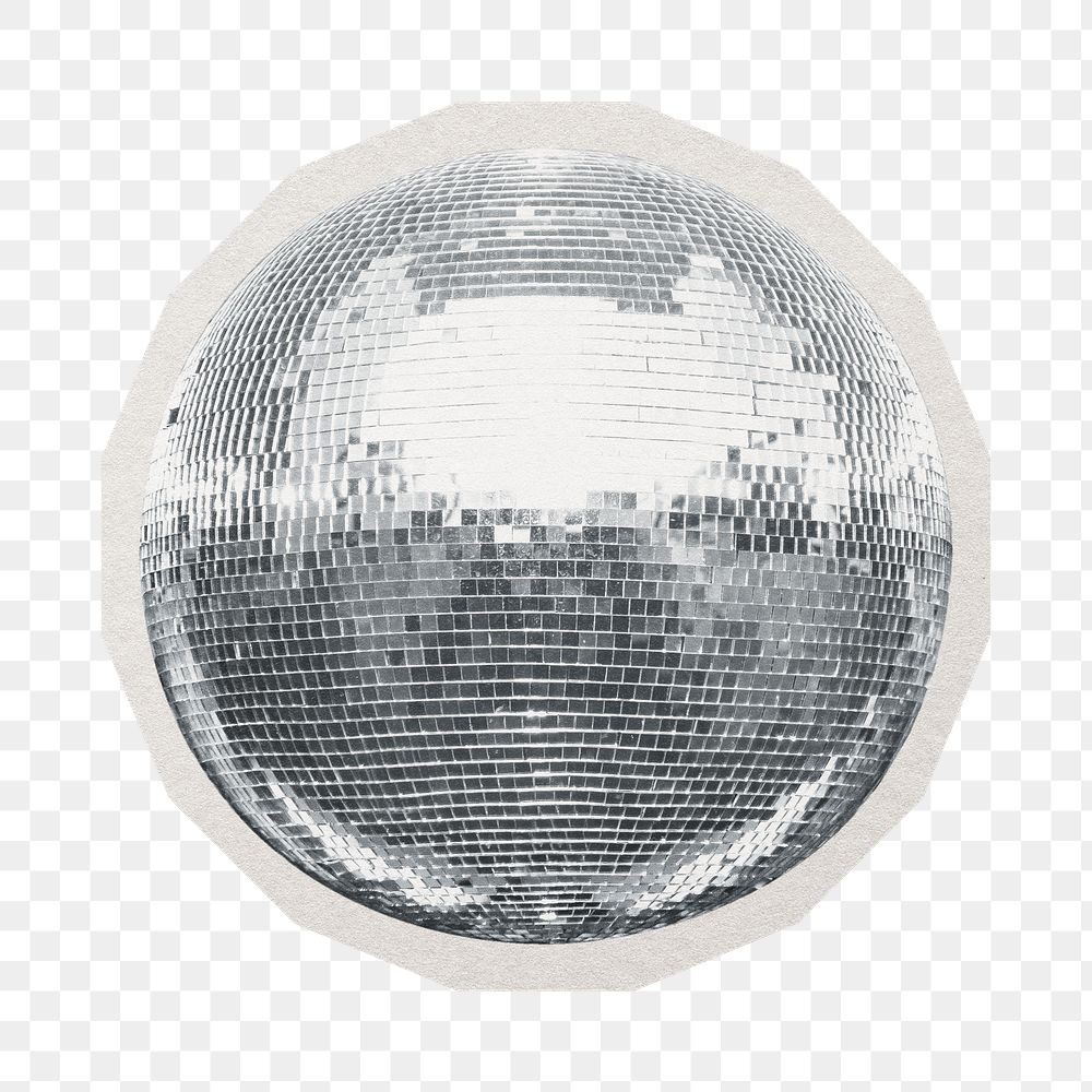 Disco ball png  sticker, paper cut on transparent background