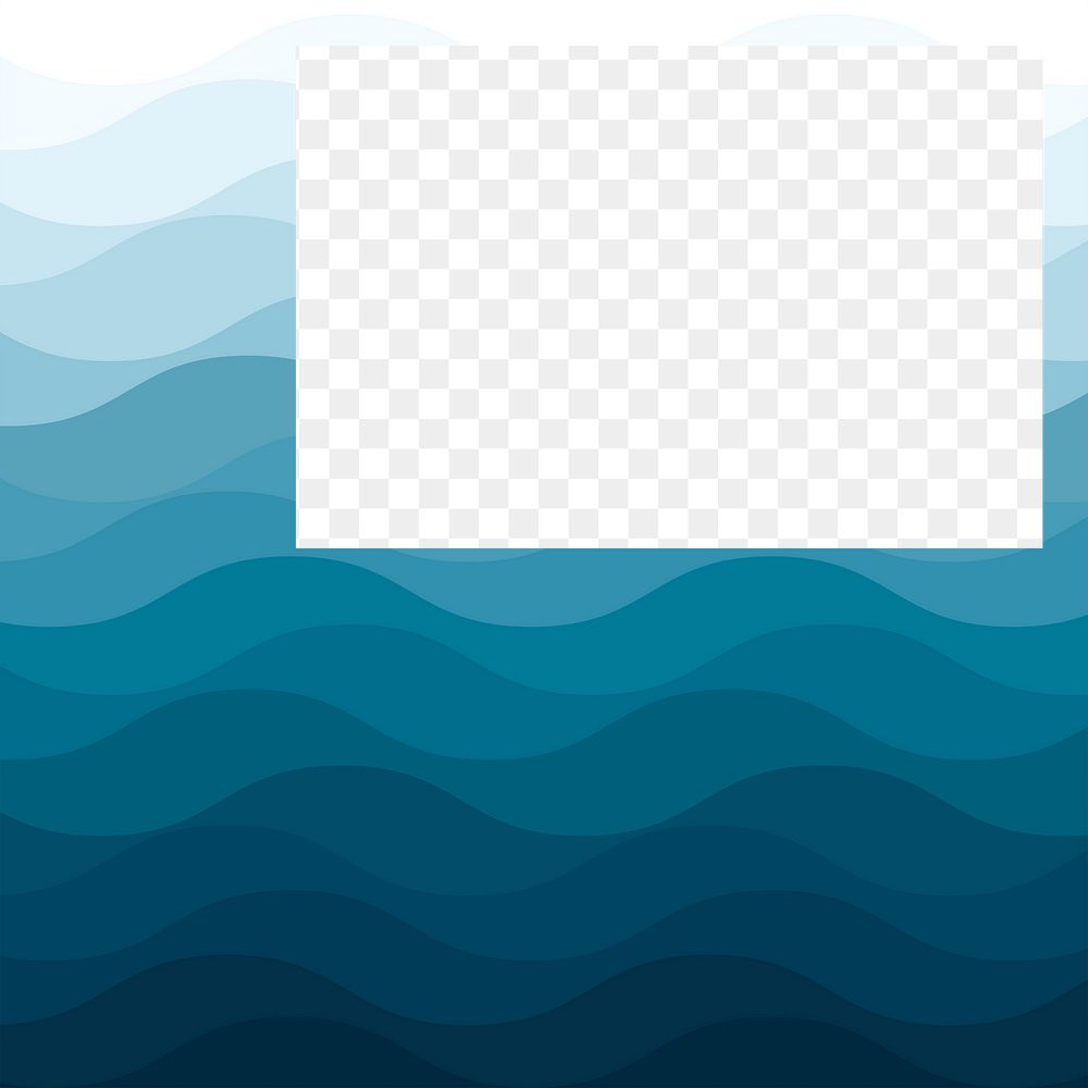 Blue wave png frame, transparent background