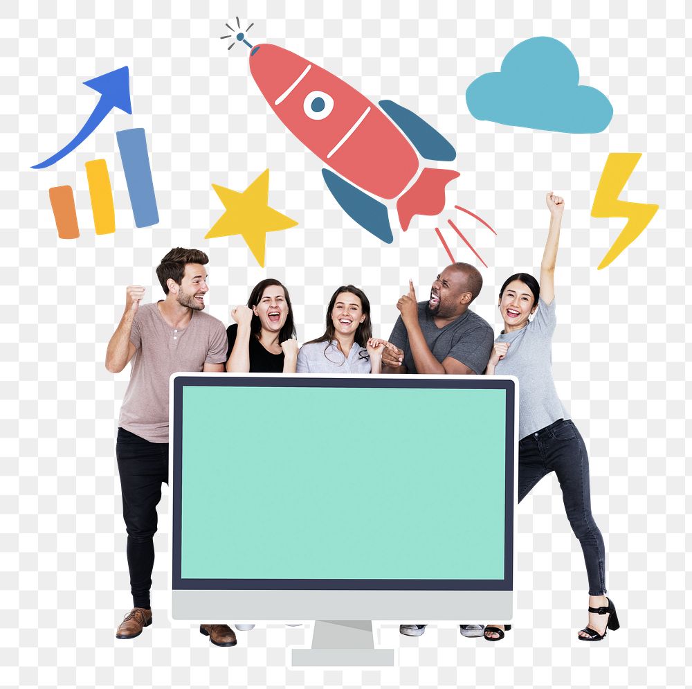 Digital marketing png rocket element, transparent background
