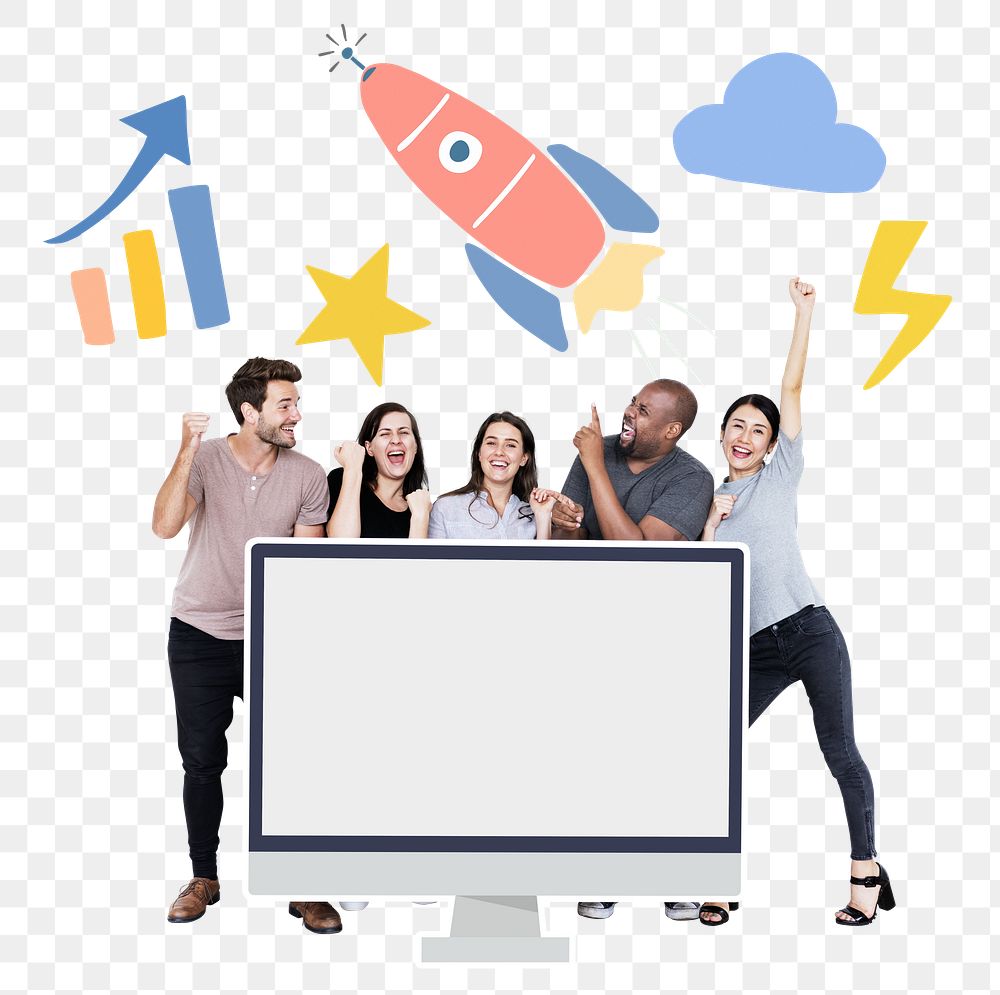 Digital marketing png rocket element, transparent background