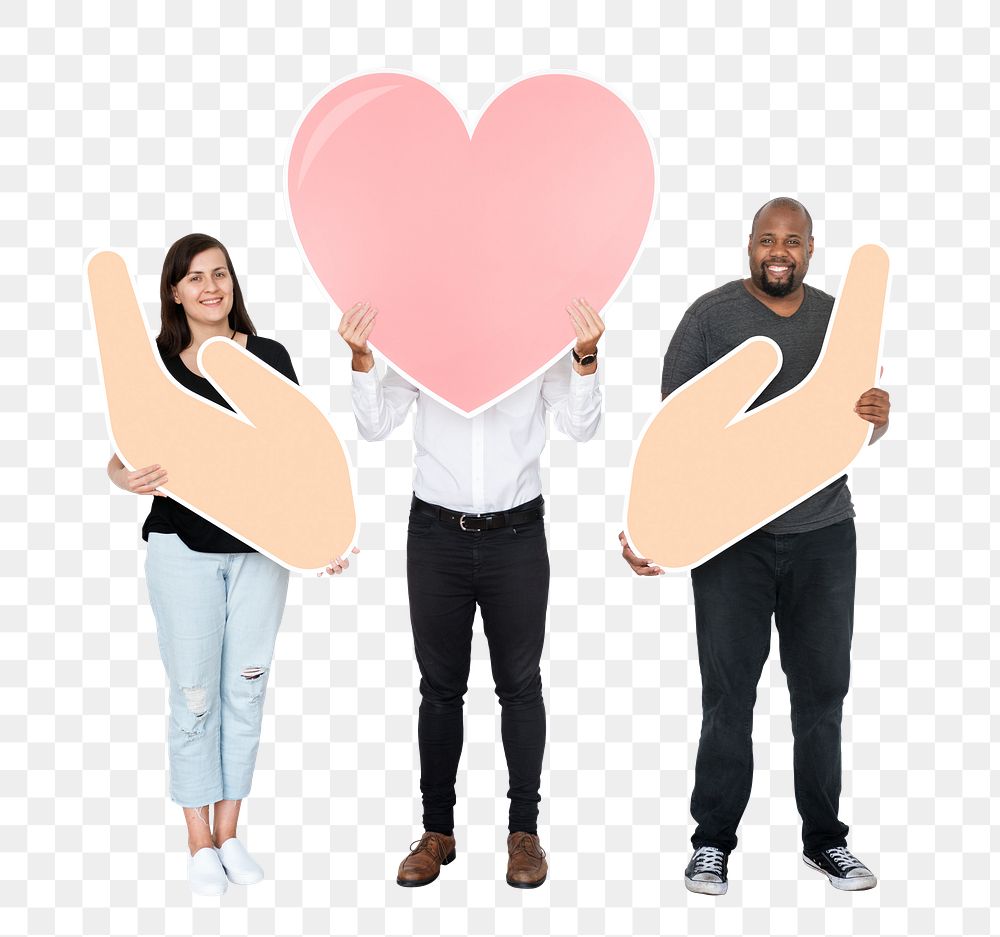 Png Diverse people sharing their love, transparent background