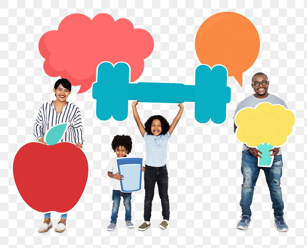 Png Happy family with healthy lifestyle, transparent background