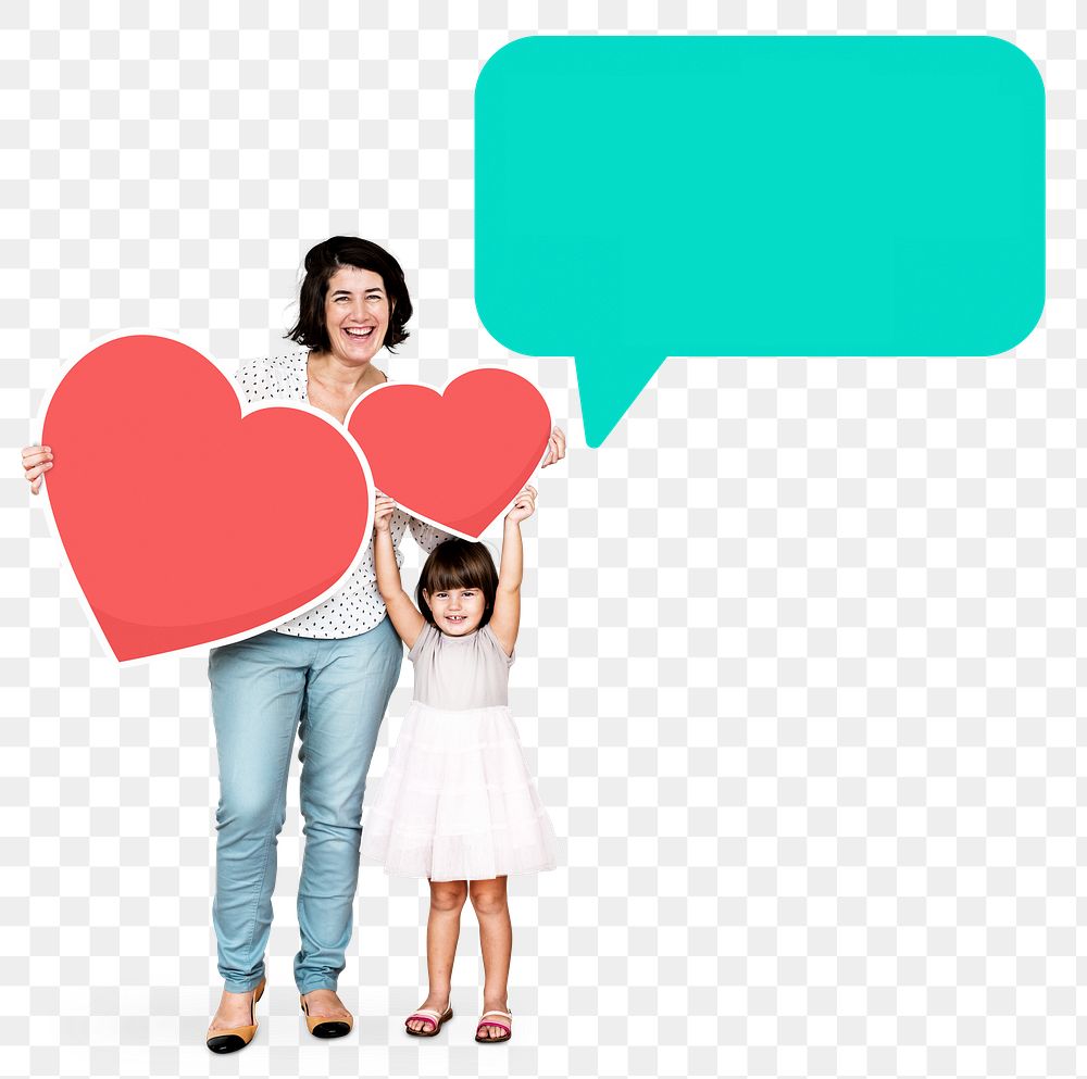 Png Mom and daughter celebrating mother's day, transparent background