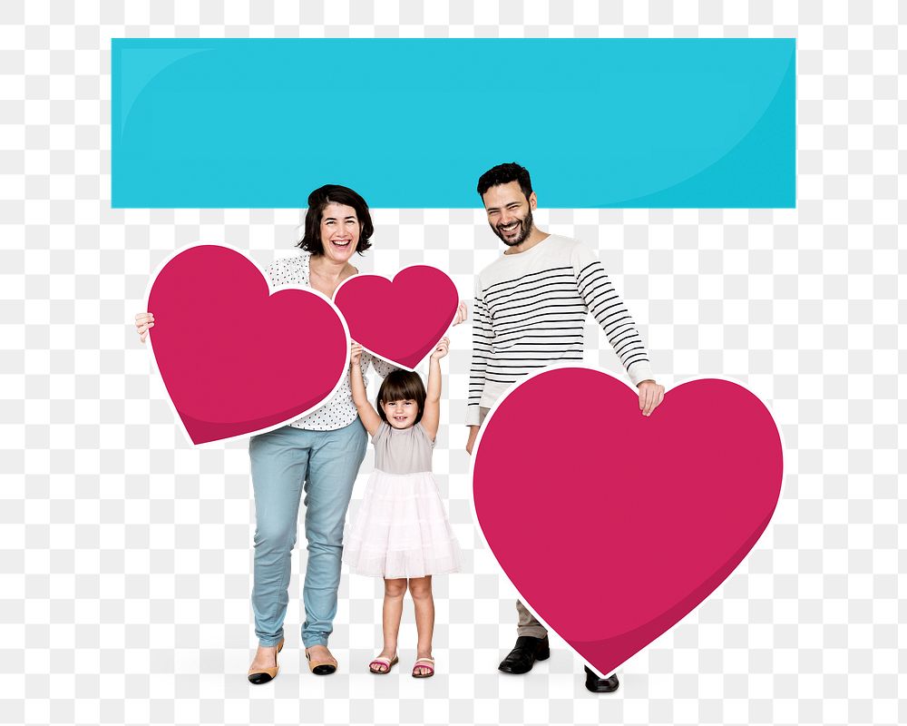 Png Happy family expressing their love, transparent background