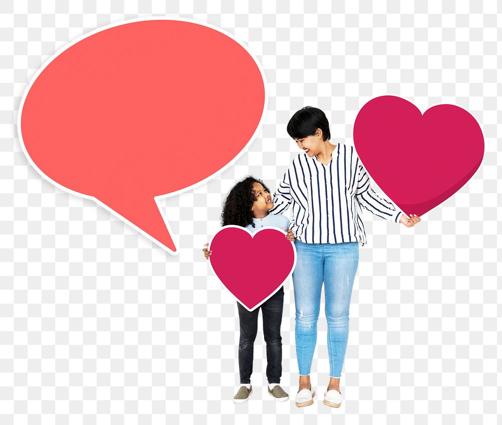 Png Son saying love to his mom, transparent background