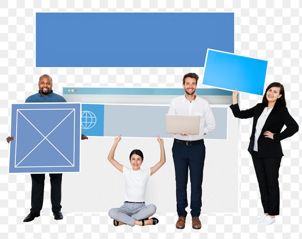 Png Businesspeople web design board, transparent background