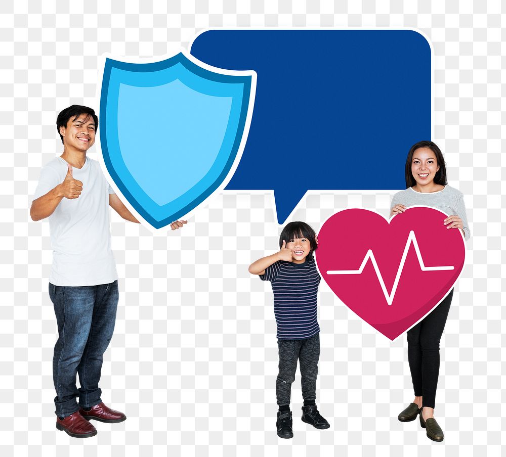 Png Happy family with life insurance plan, transparent background