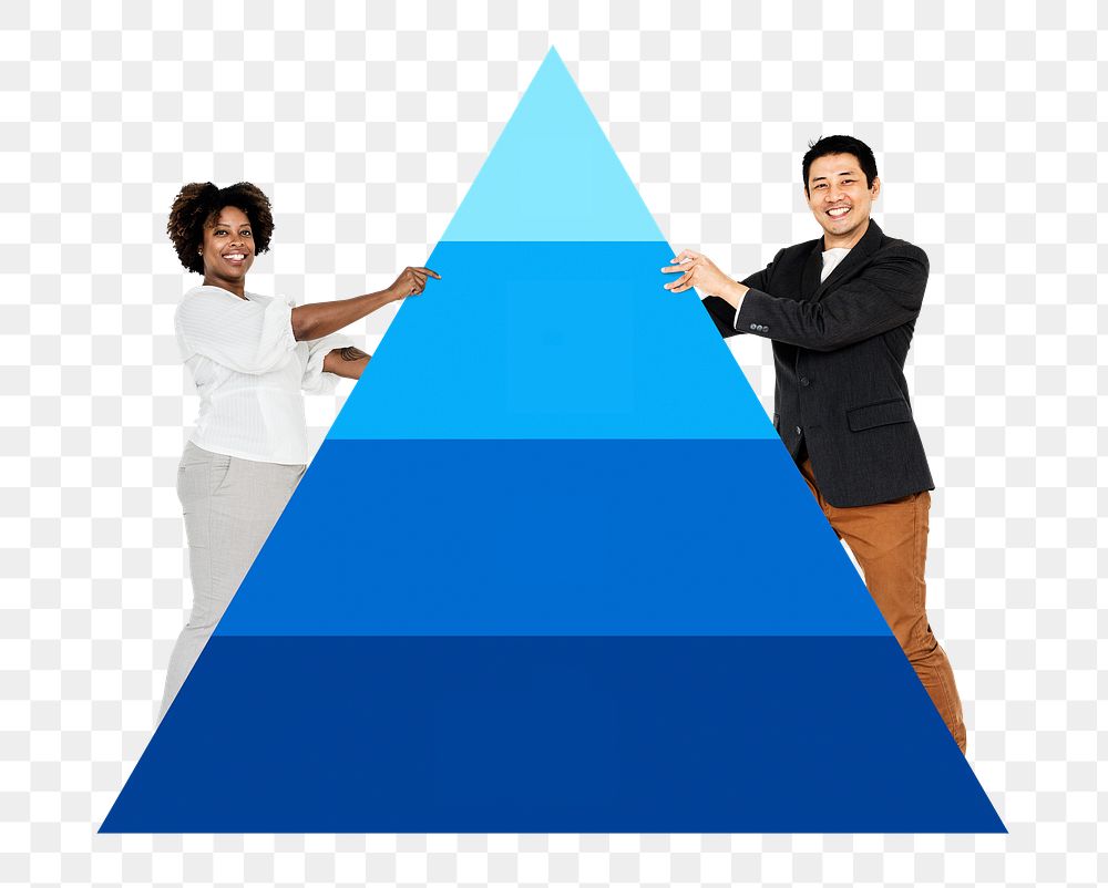 People holding png pyramid graph, transparent background