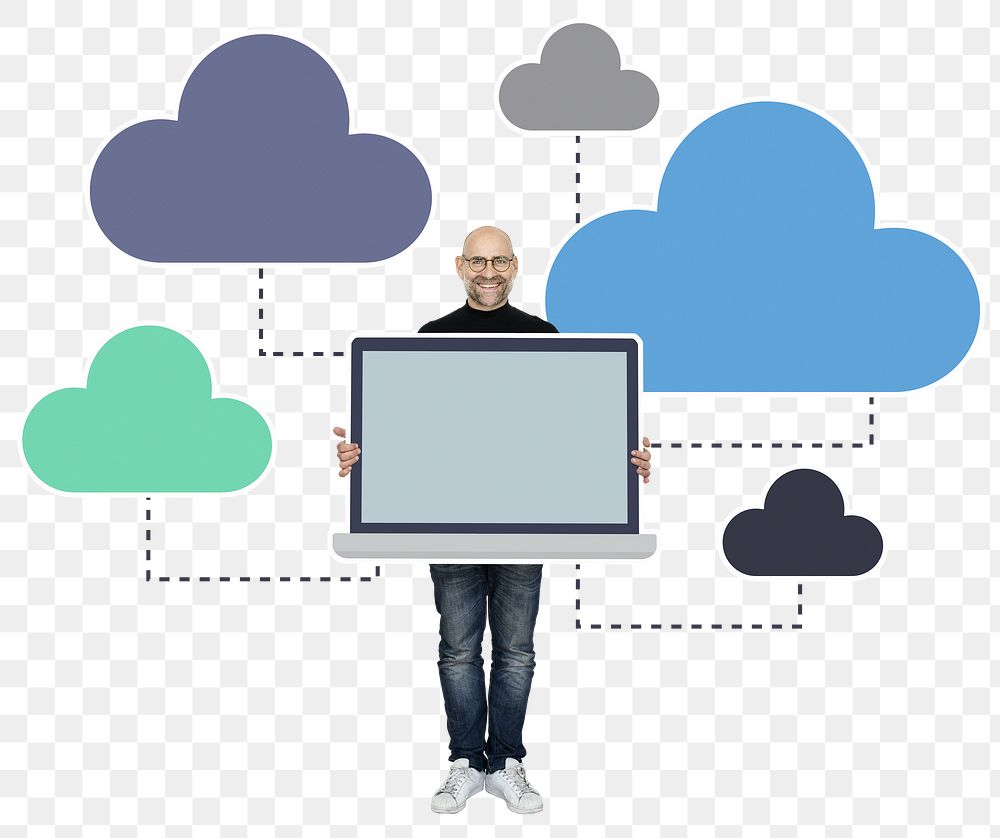 Png Programmer with cloud computing program, transparent background