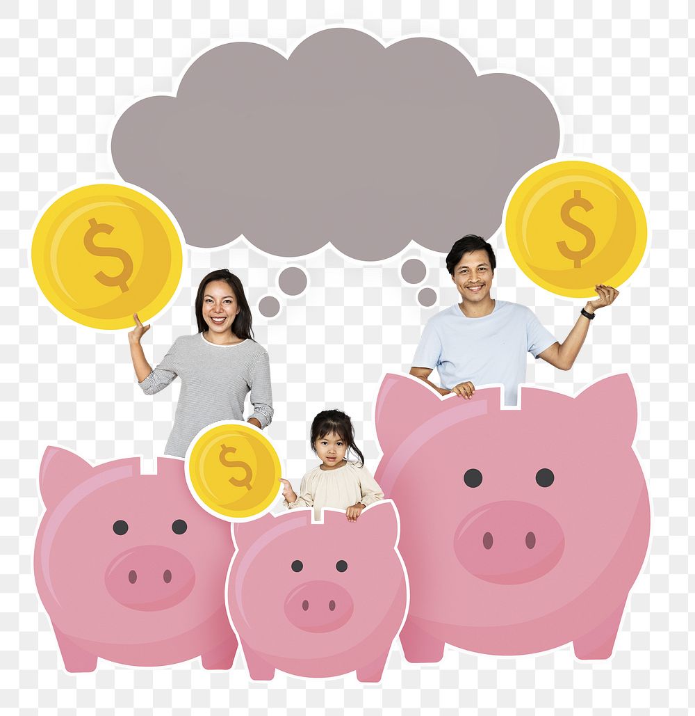 Png Happy family saving for their future, transparent background