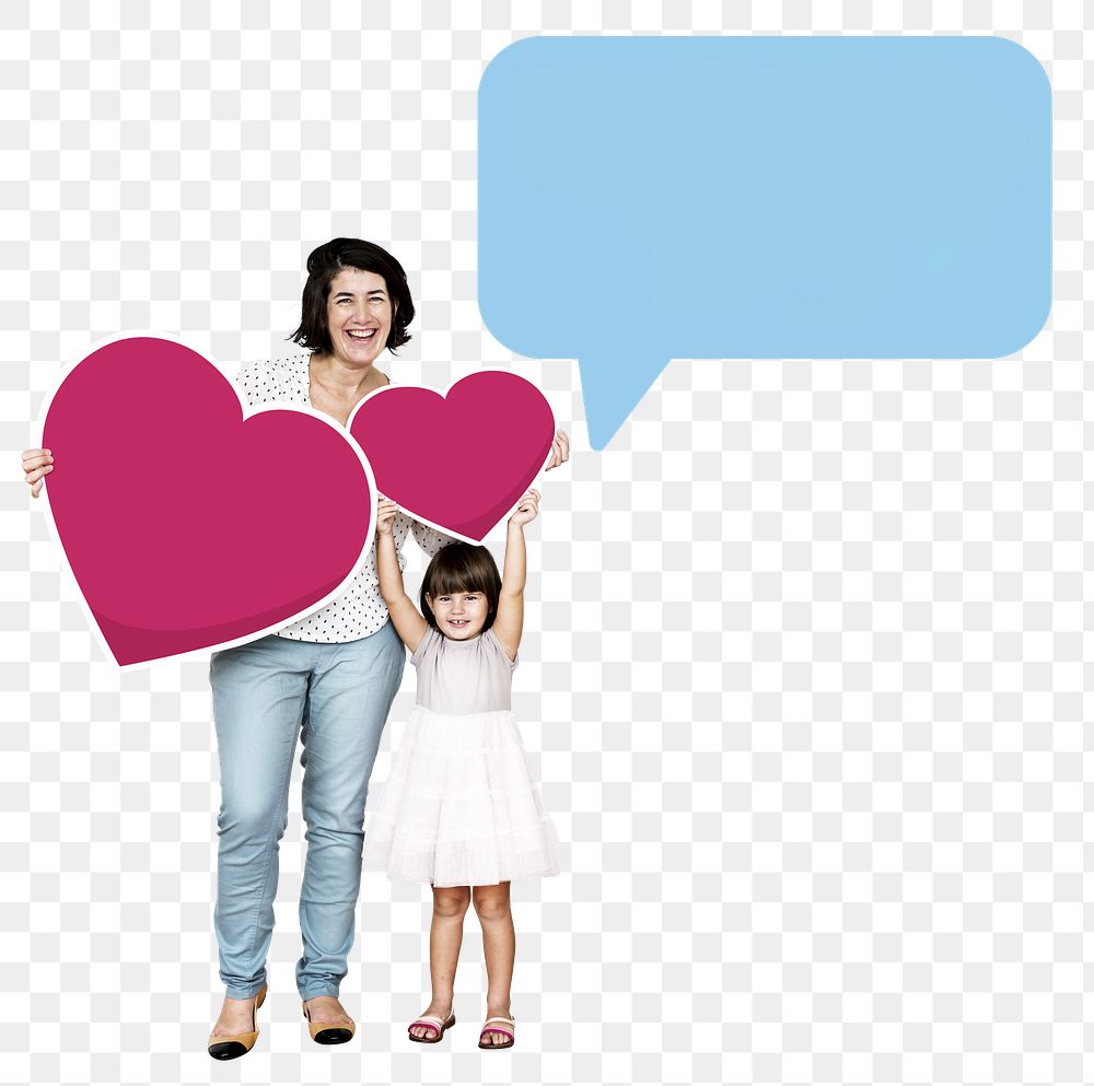 Png Mom and daughter celebrating mother's day, transparent background