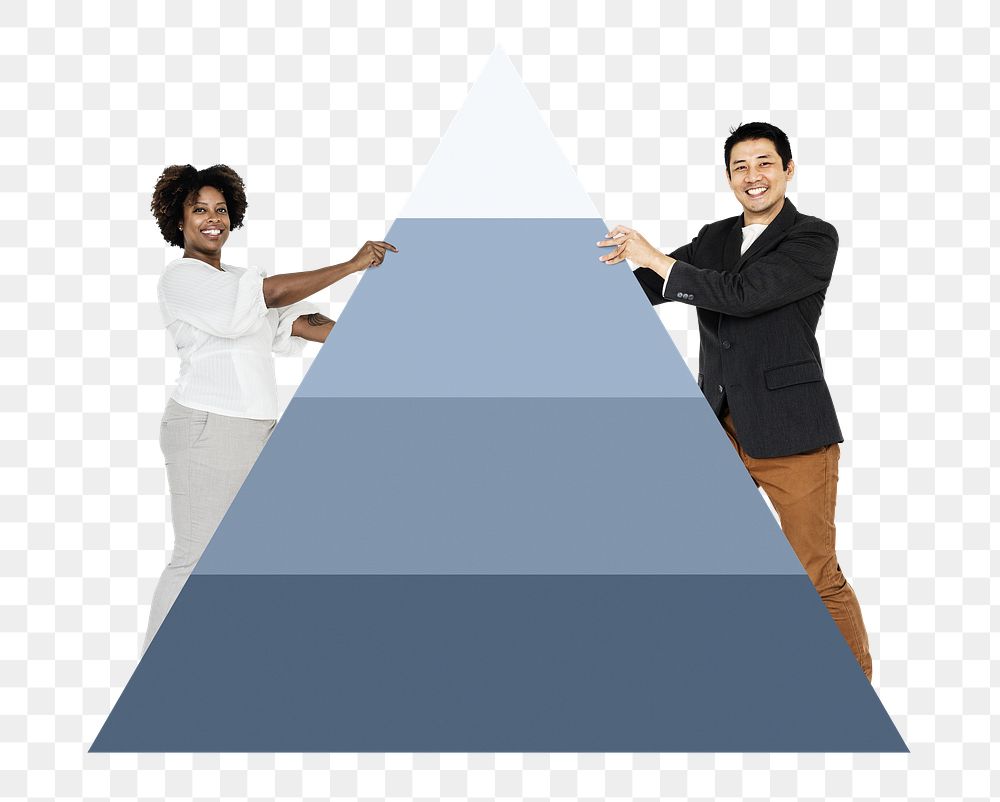 People holding png pyramid graph, transparent background