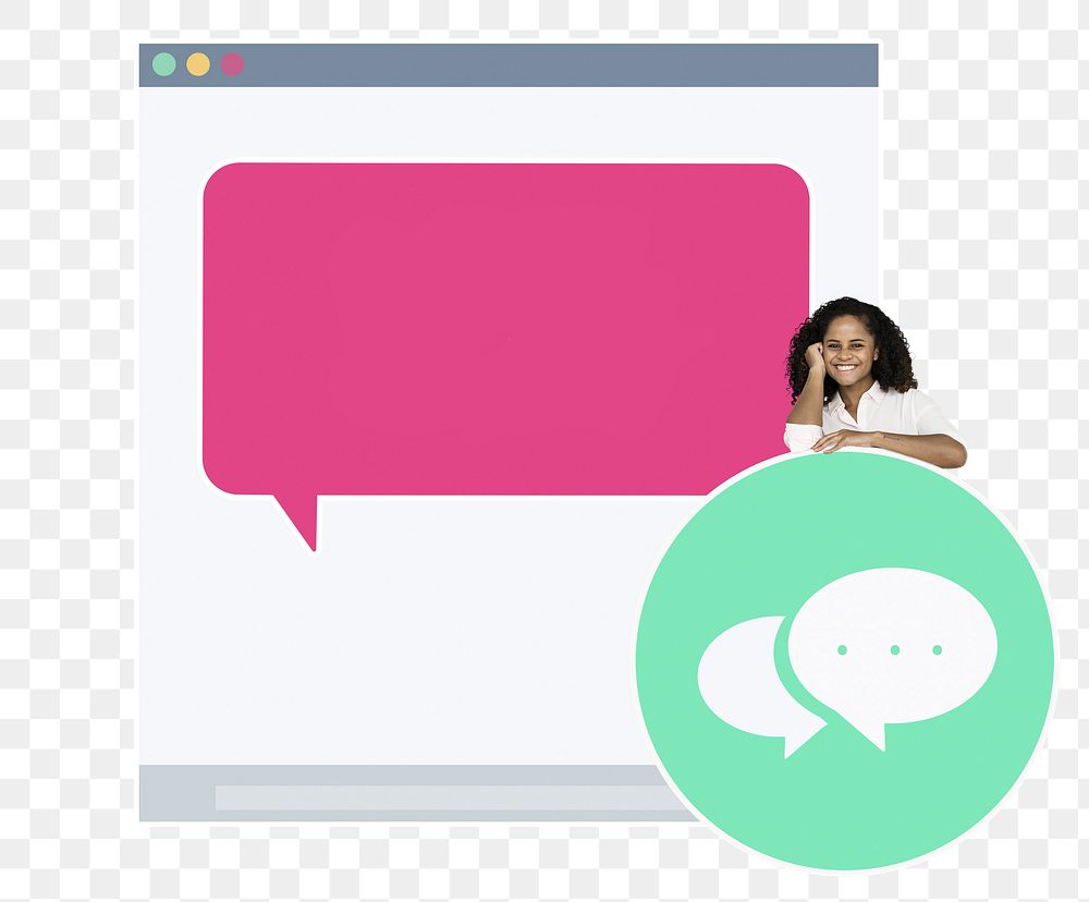 Png Young woman on live chat, transparent background