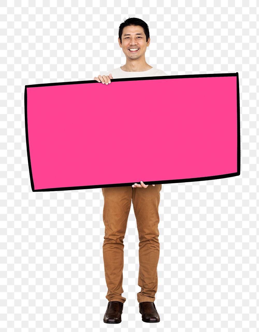 Png Man holding blank board, transparent background