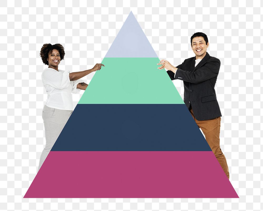 People holding png pyramid graph, transparent background