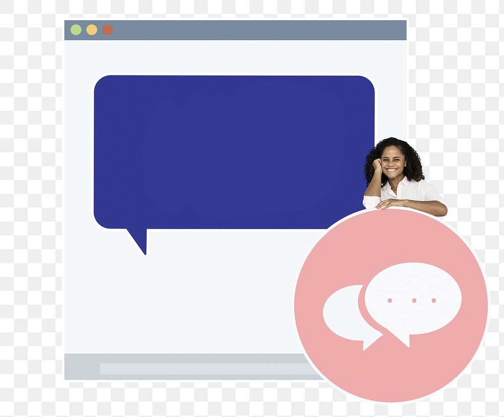 Png Young woman on live chat, transparent background