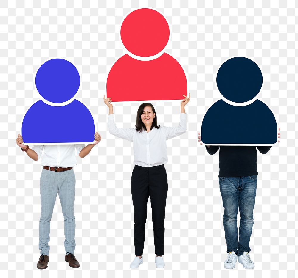 Png Business team with large magnet, transparent background