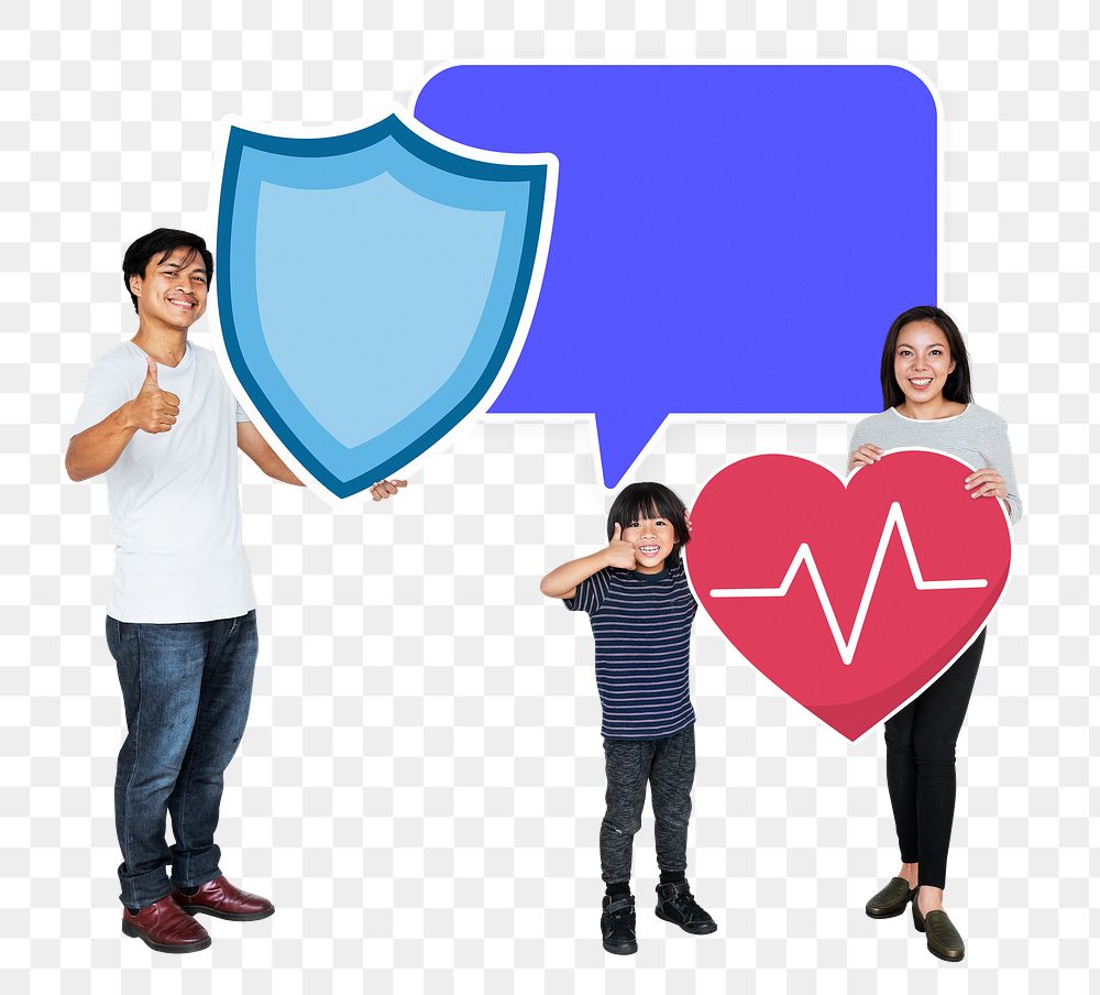 Png Happy family with life insurance plan, transparent background