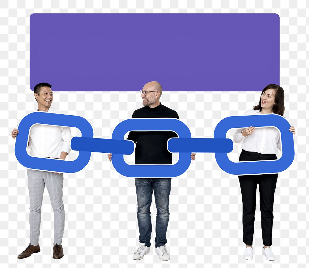 Png Diverse people with block chain concept, transparent background