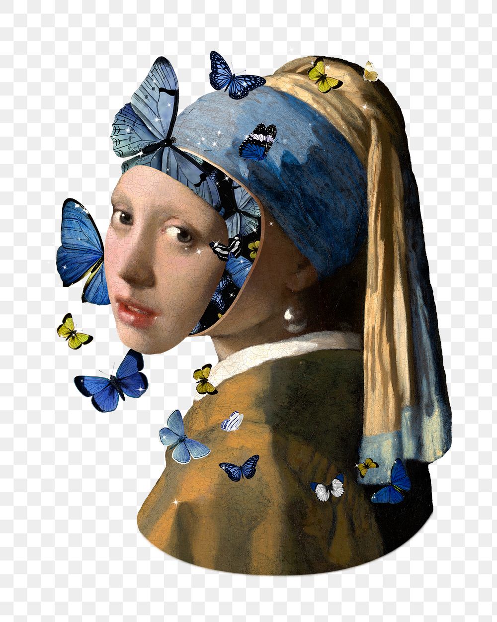 Girl with a Pearl Earring png, transparent background, Johannes Vermeer-artwork remixed by rawpixel