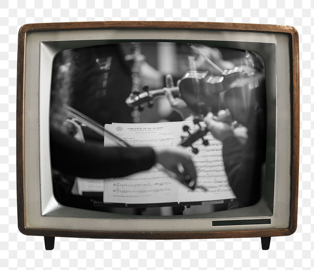 PNG musical concert in retro TV, transparent background