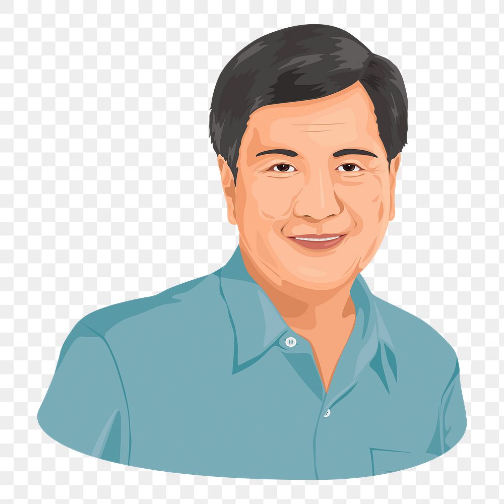 Senior Asian man png character illustration, transparent background
