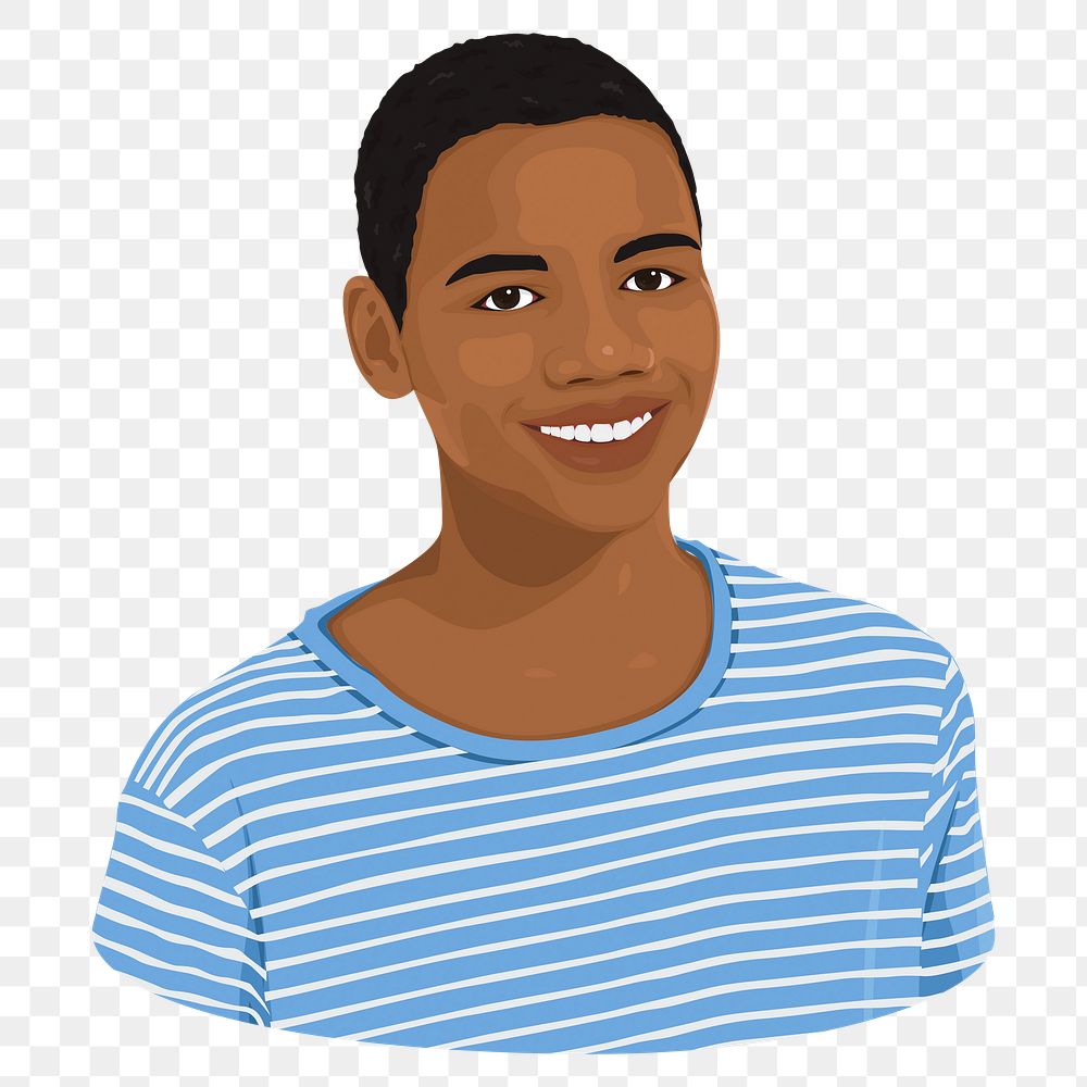 African American png teenage boy illustration, transparent background