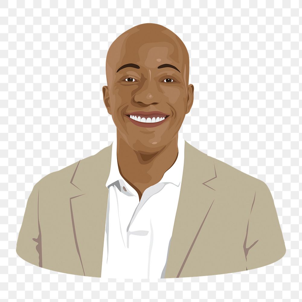 African American businessman png character illustration, transparent background