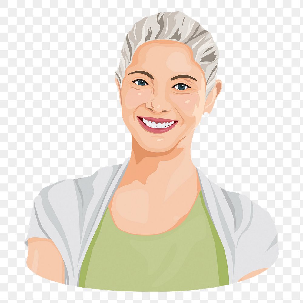 Senior woman png character illustration, transparent background