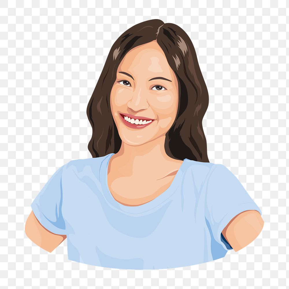 Young Asian woman png character illustration, transparent background