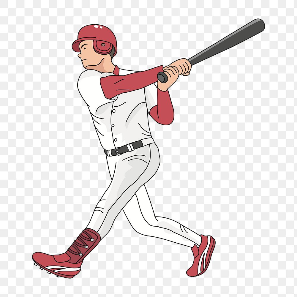 Baseball player  png clipart illustration, transparent background. Free public domain CC0 image.