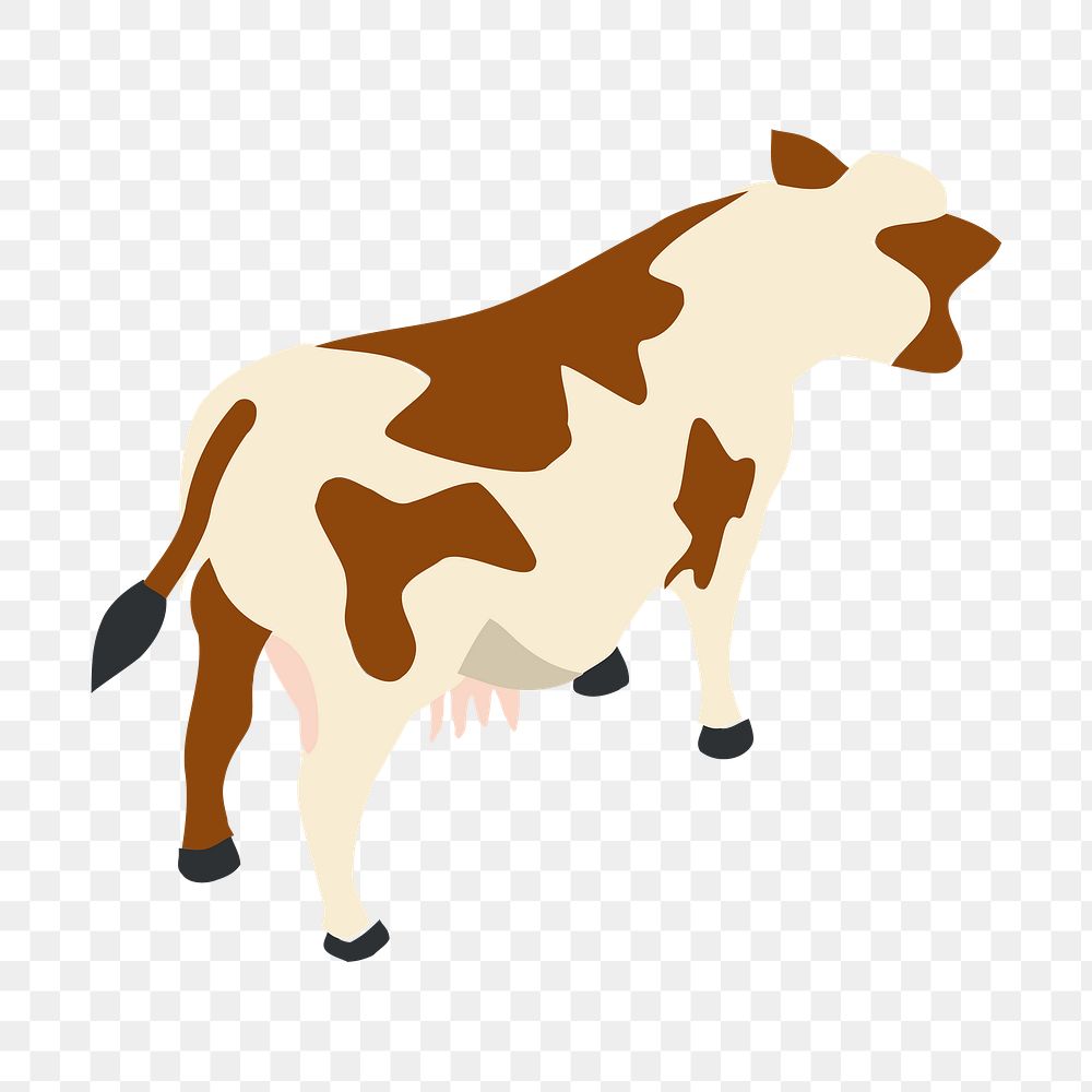 Cow  png clipart illustration, transparent background. Free public domain CC0 image.
