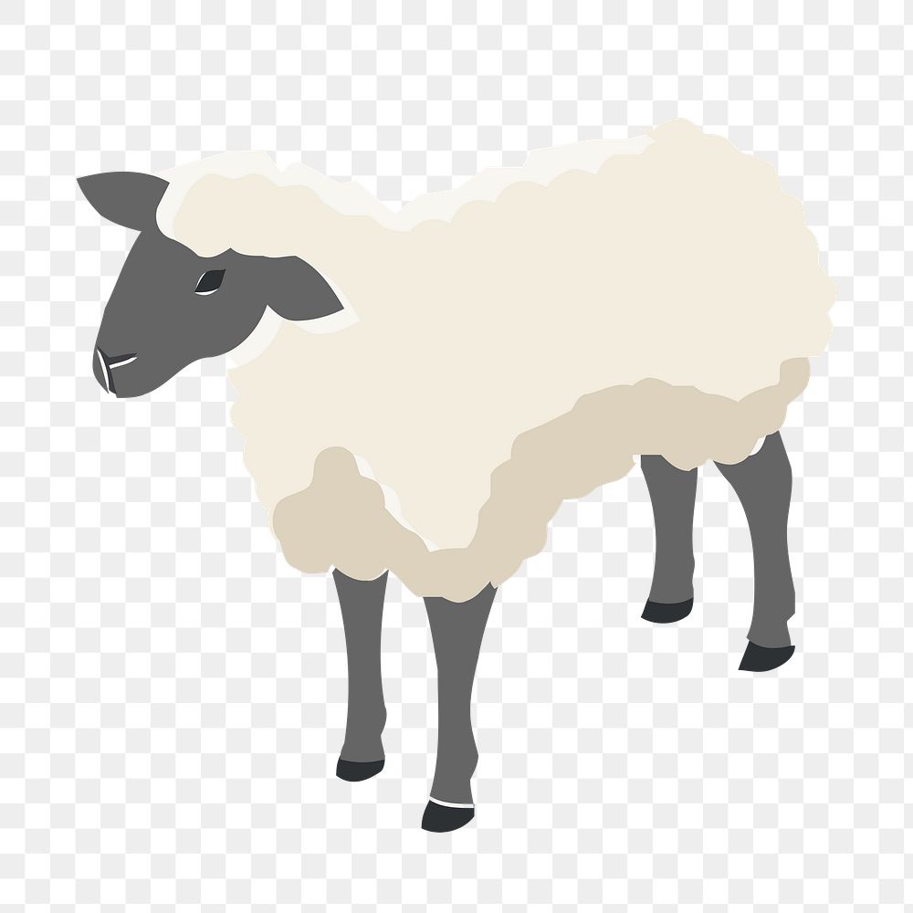 Sheep  png clipart illustration, transparent background. Free public domain CC0 image.