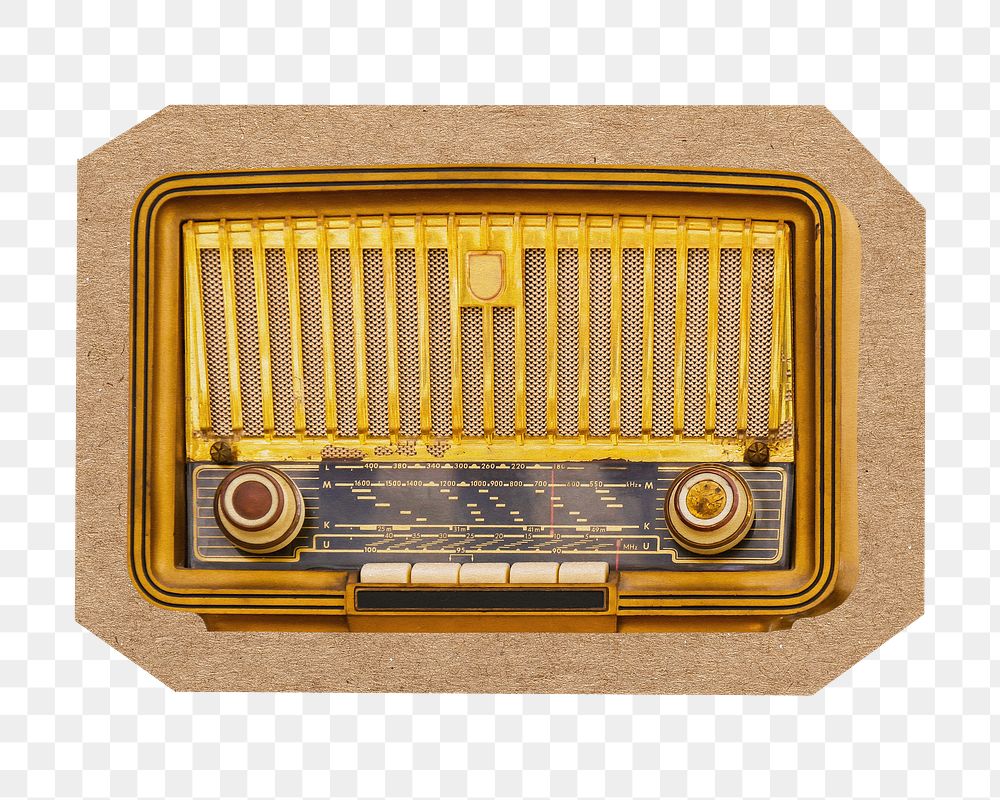 Vintage radio png, cut out paper element, transparent background