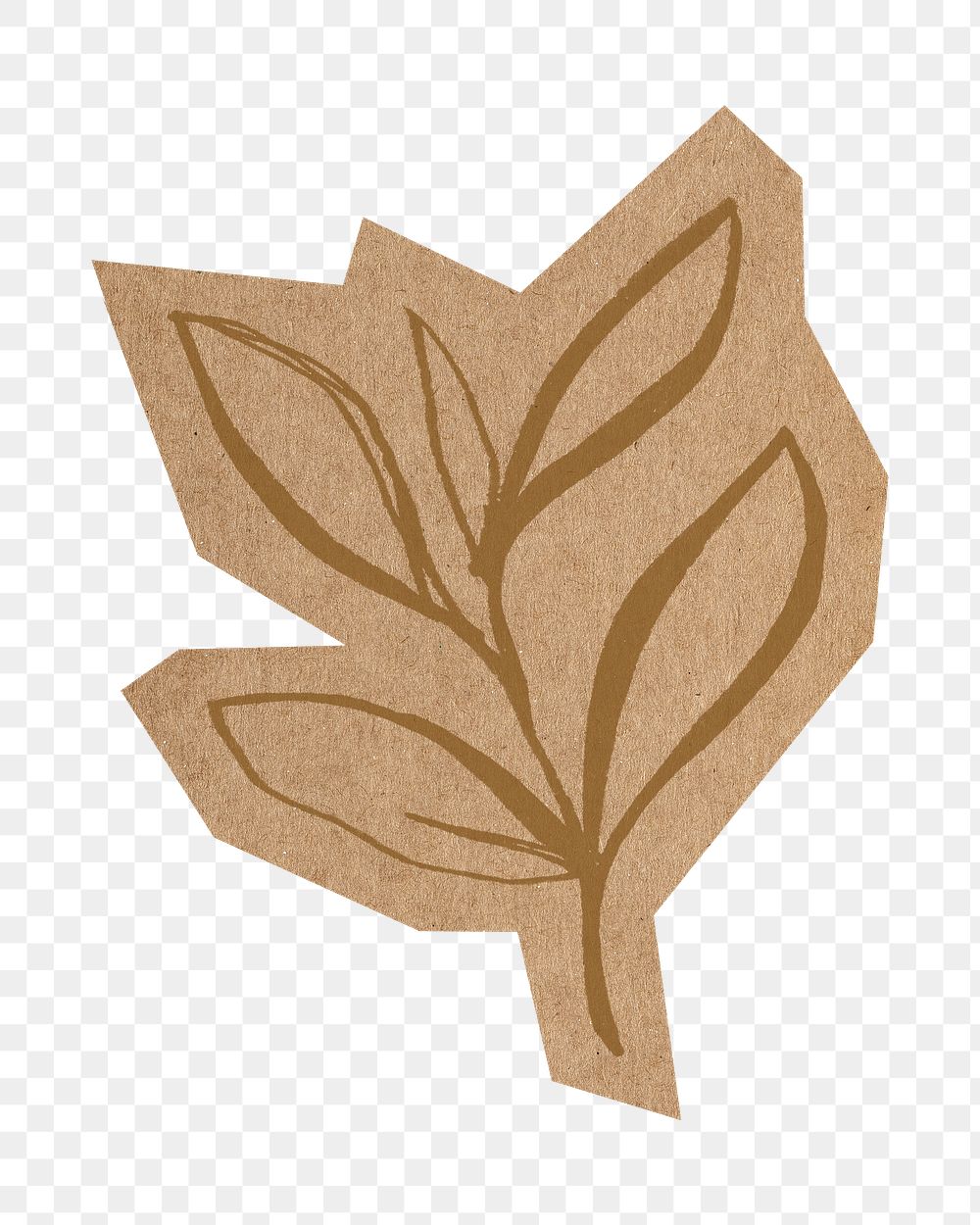 Hand drawn leaf png, cut out paper element, transparent background