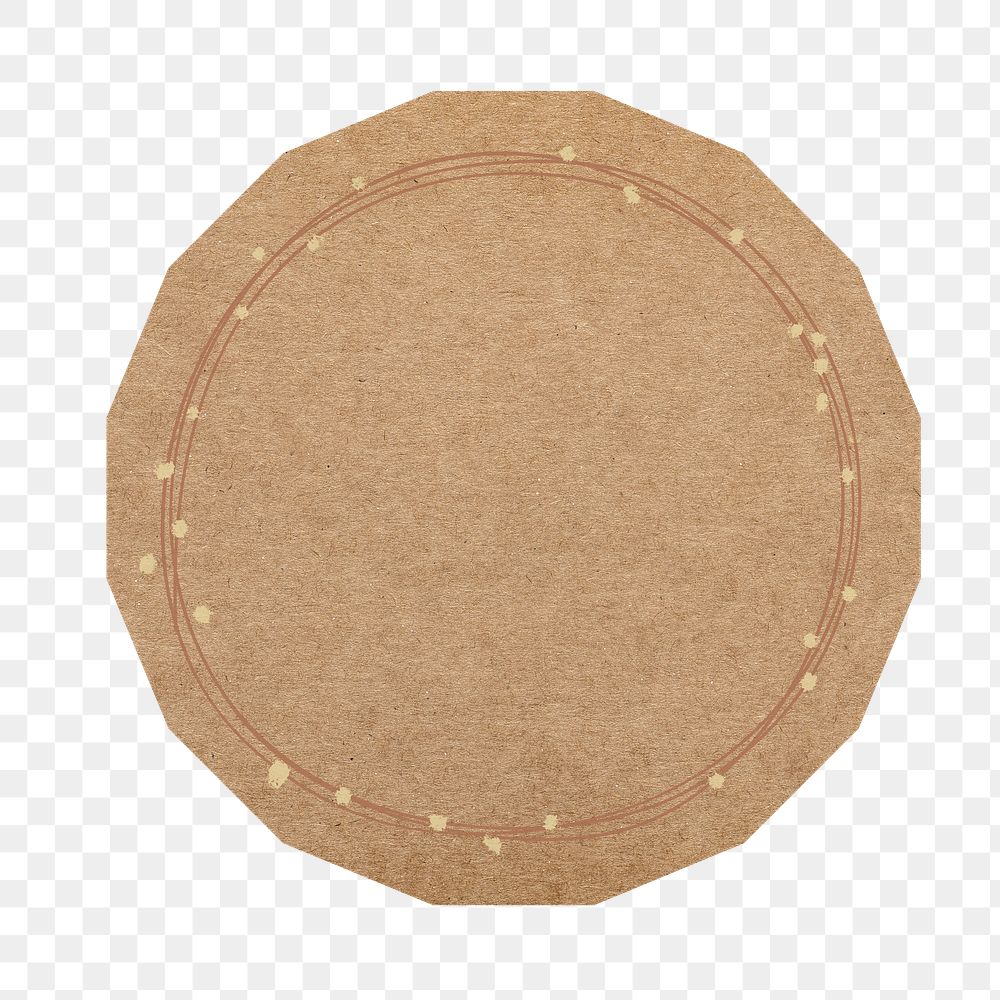 Round bronze frame png, cut out paper element, transparent background
