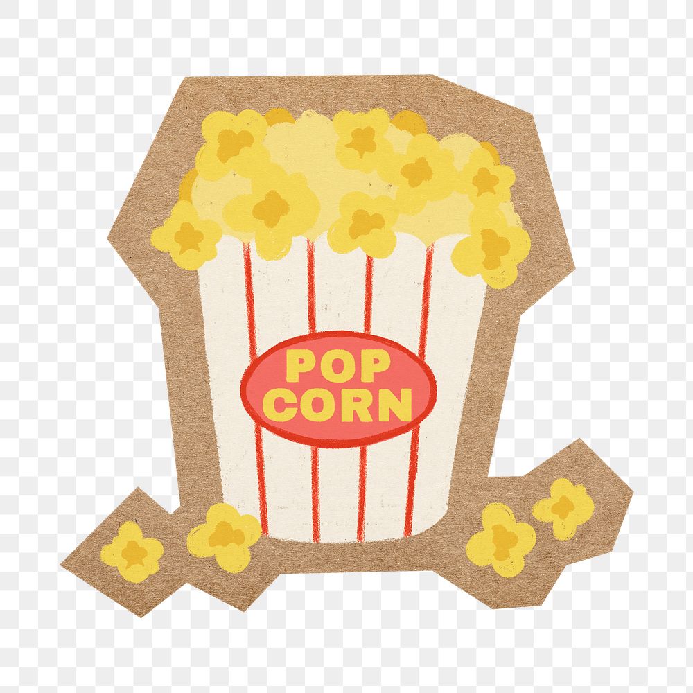 Cute popcorn png, cut out paper element, transparent background