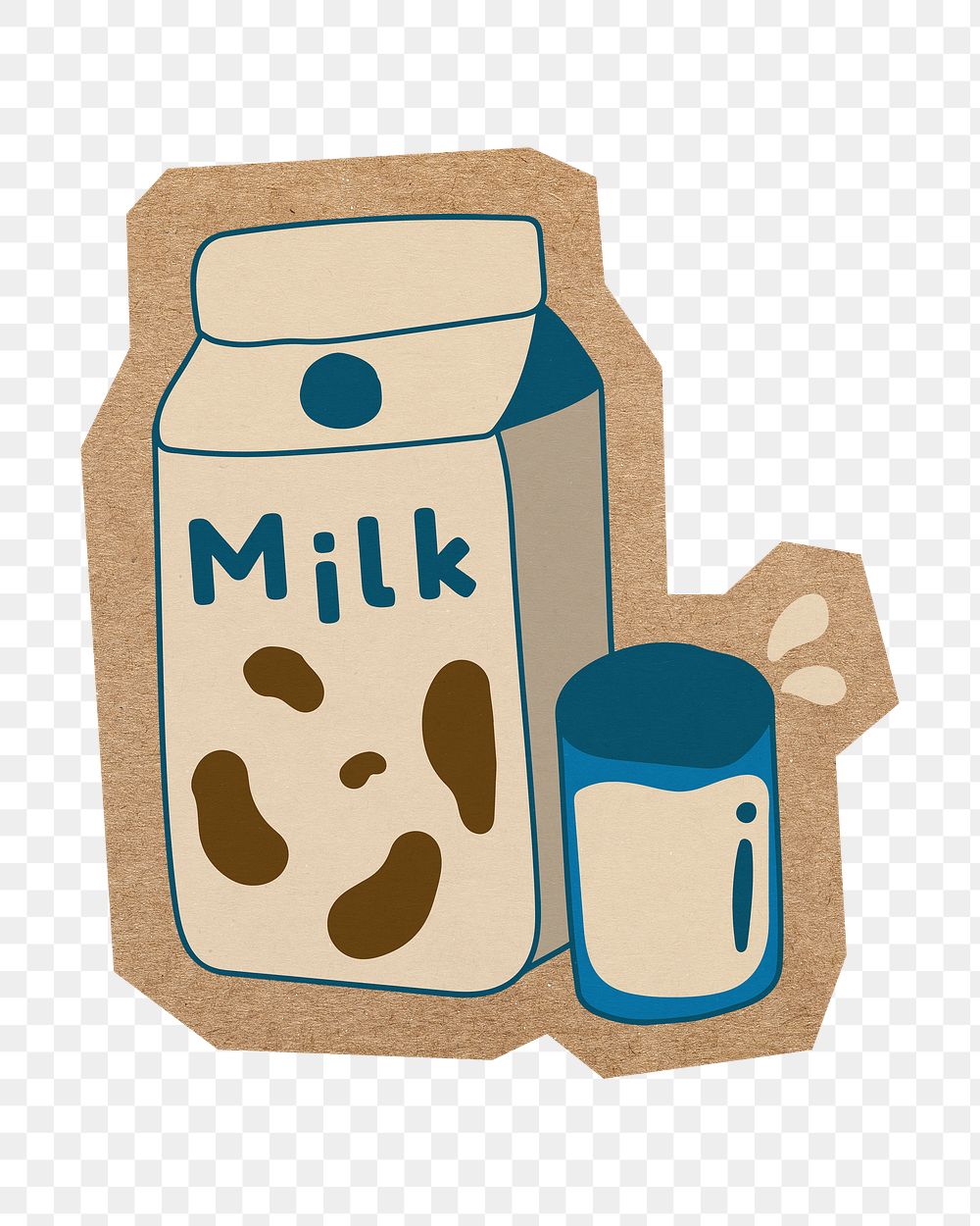 Cute milk carton png, cut out paper element, transparent background