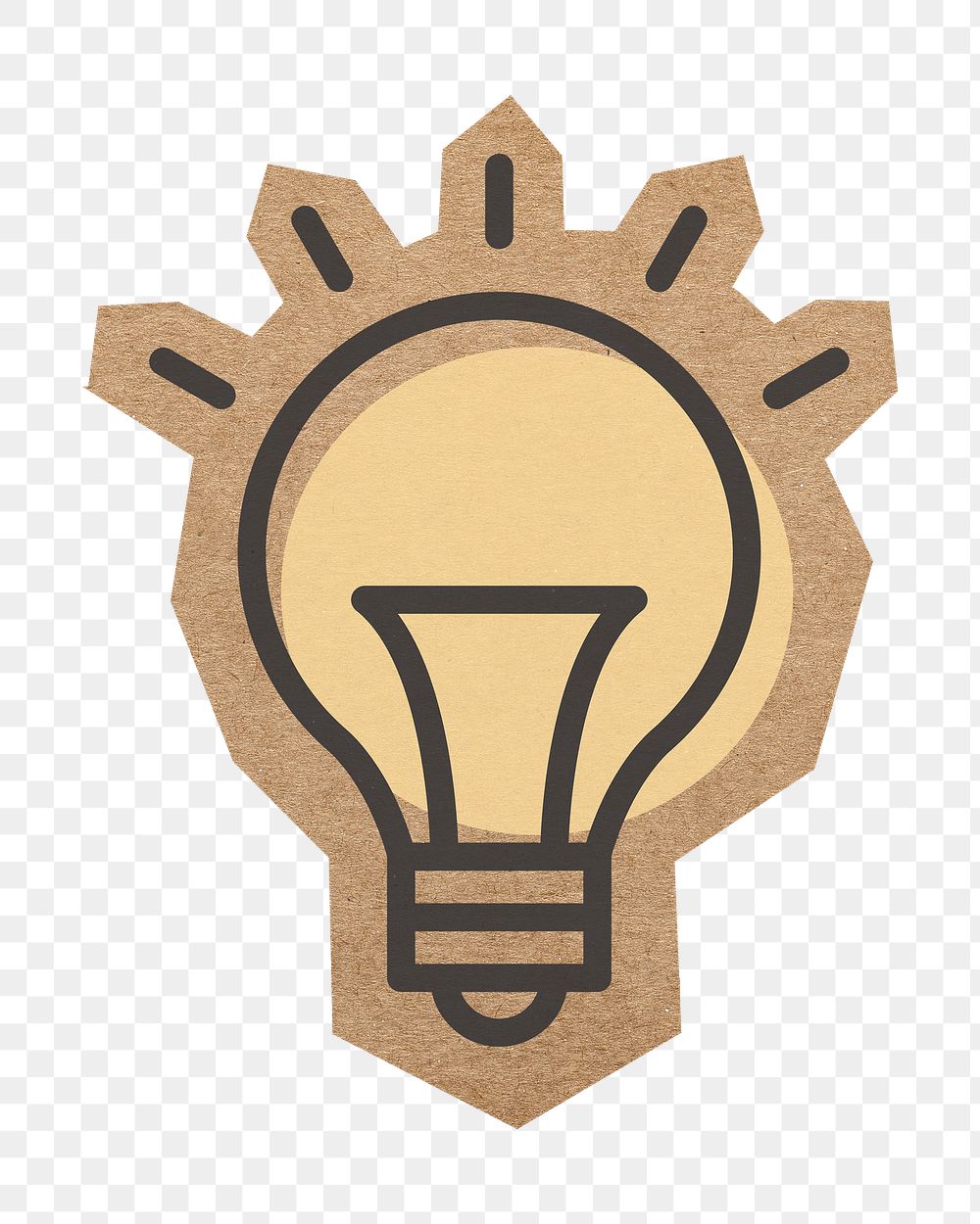 Light bulb icon png, cut out paper element, transparent background