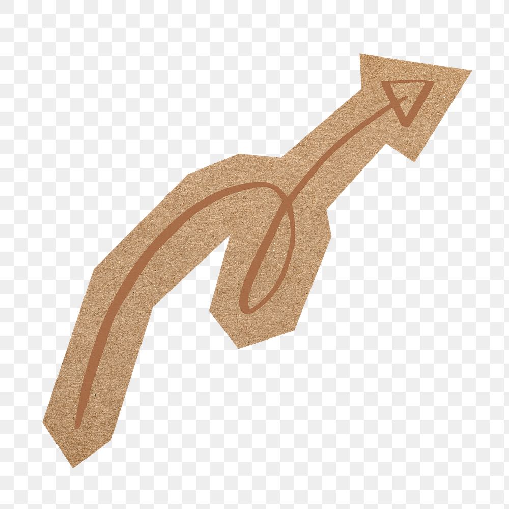 Twisted arrow doodle png, cut out paper element, transparent background