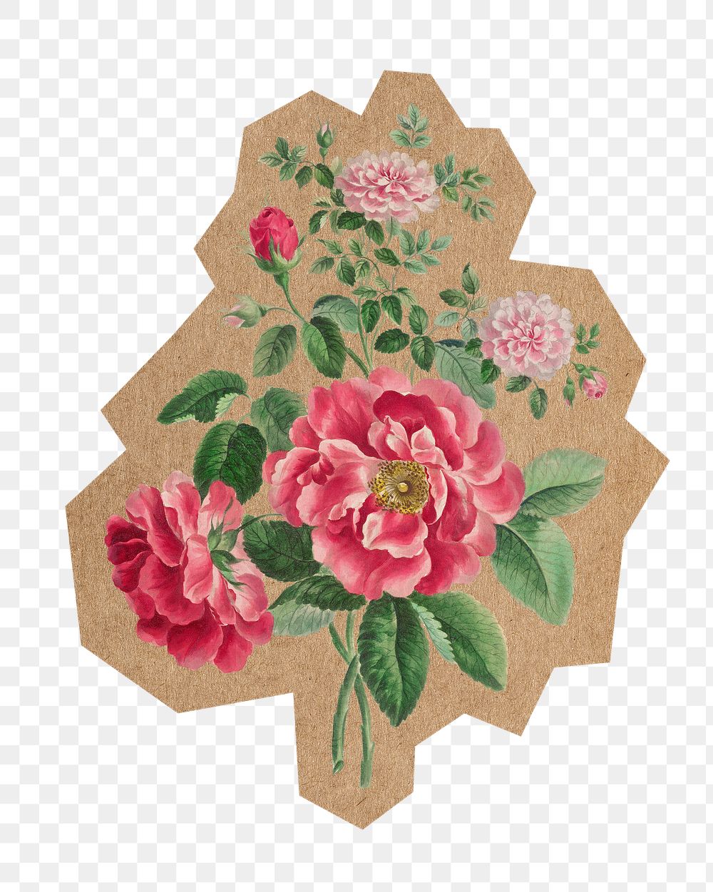 Pink rose png, cut out paper element, transparent background