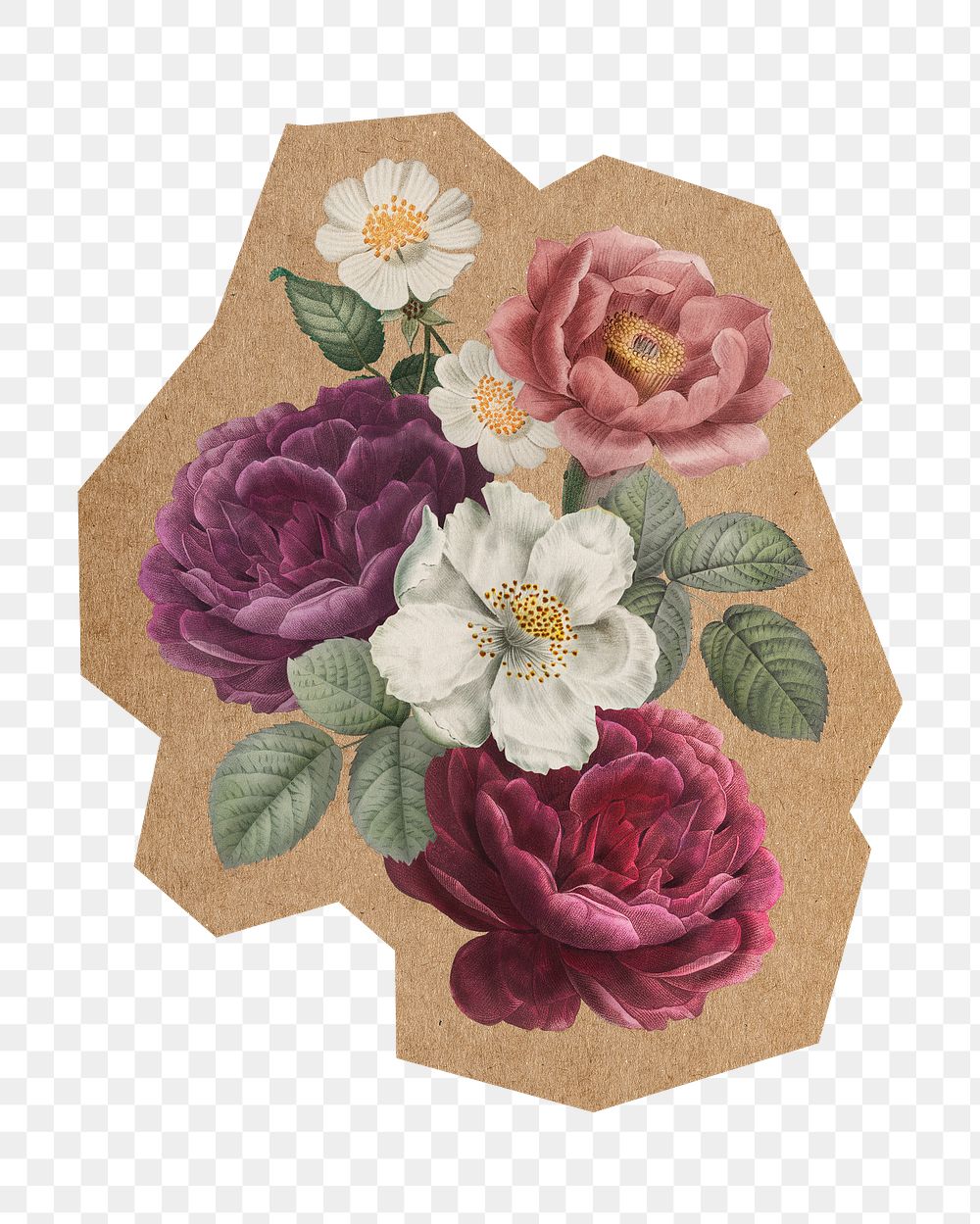 Beautiful roses png, cut out paper element, transparent background