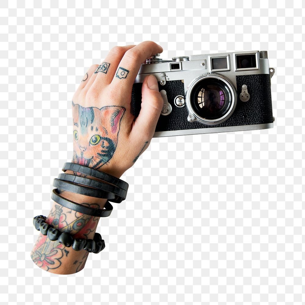 Hand holding camera png transparent background