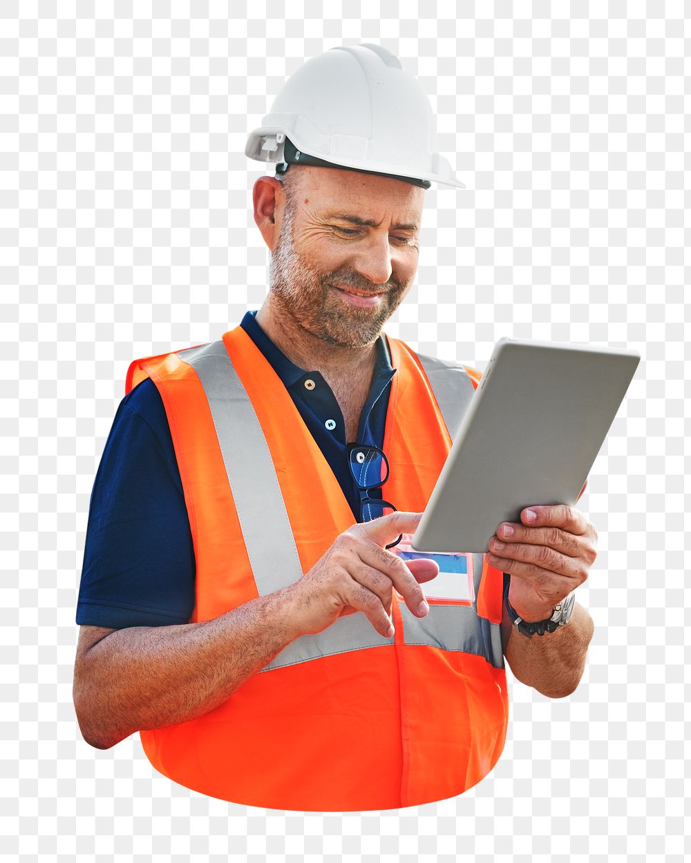 PNG Site engineer at construction site, collage element, transparent background